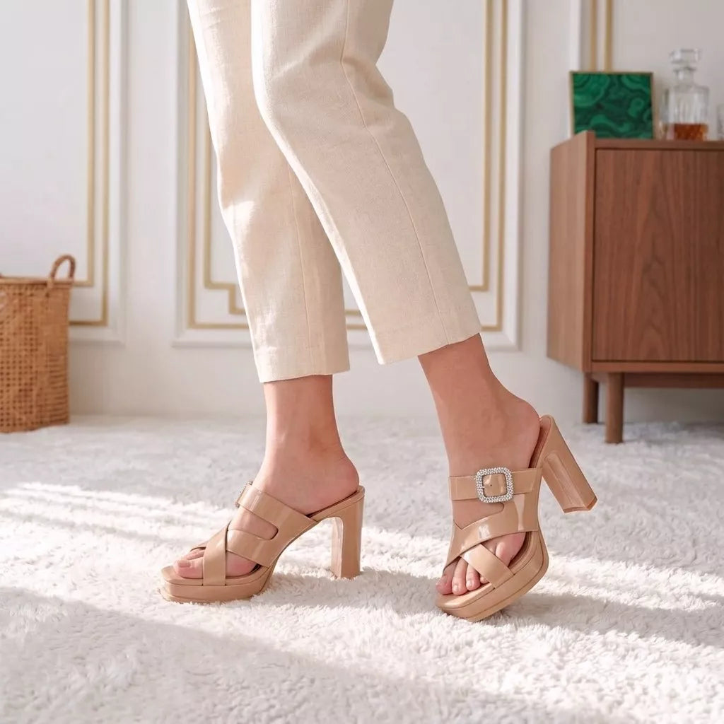 Open-Toe Cross-Strap Heel-1039