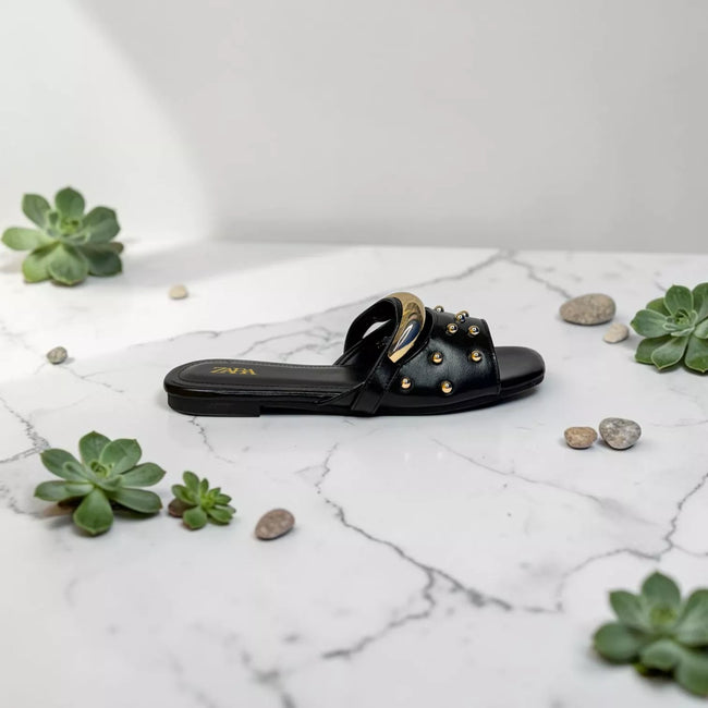 Zara Studded Flat Sandal-1092 Hover Image