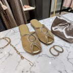 Embellished Mesh Flat Mules-1097