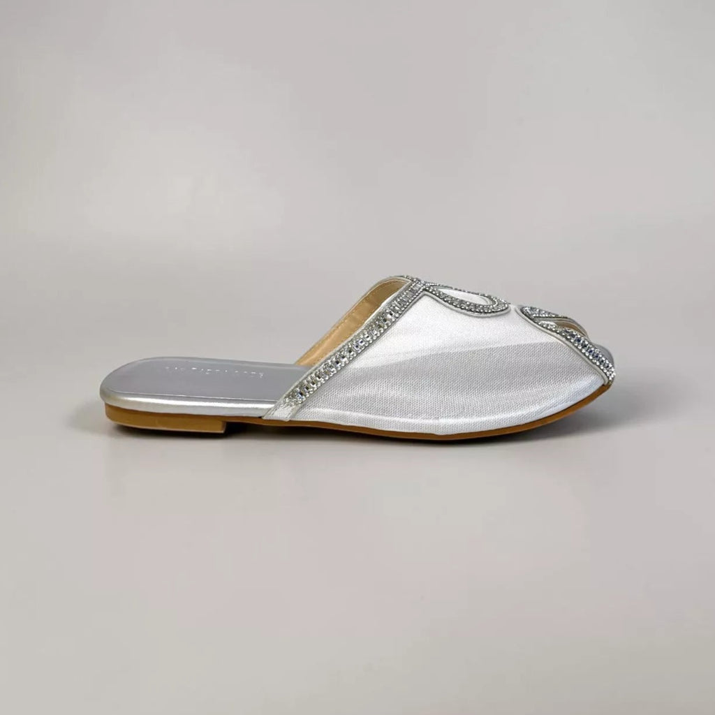 Embellished Mesh Flat Mules-1098