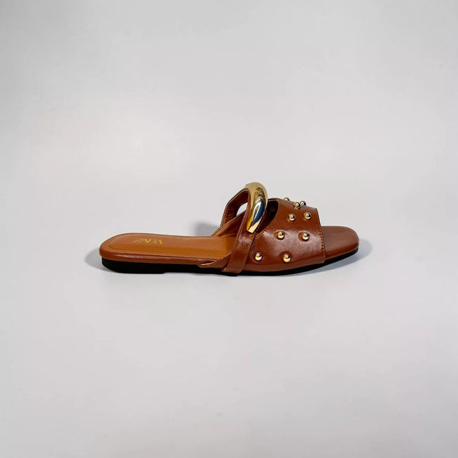 Zara Studded Flat Sandal-1093 Hover Image