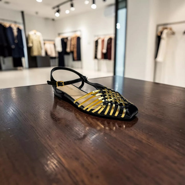 Zara Metallic Effect Cage Sandals-1076 Main Image