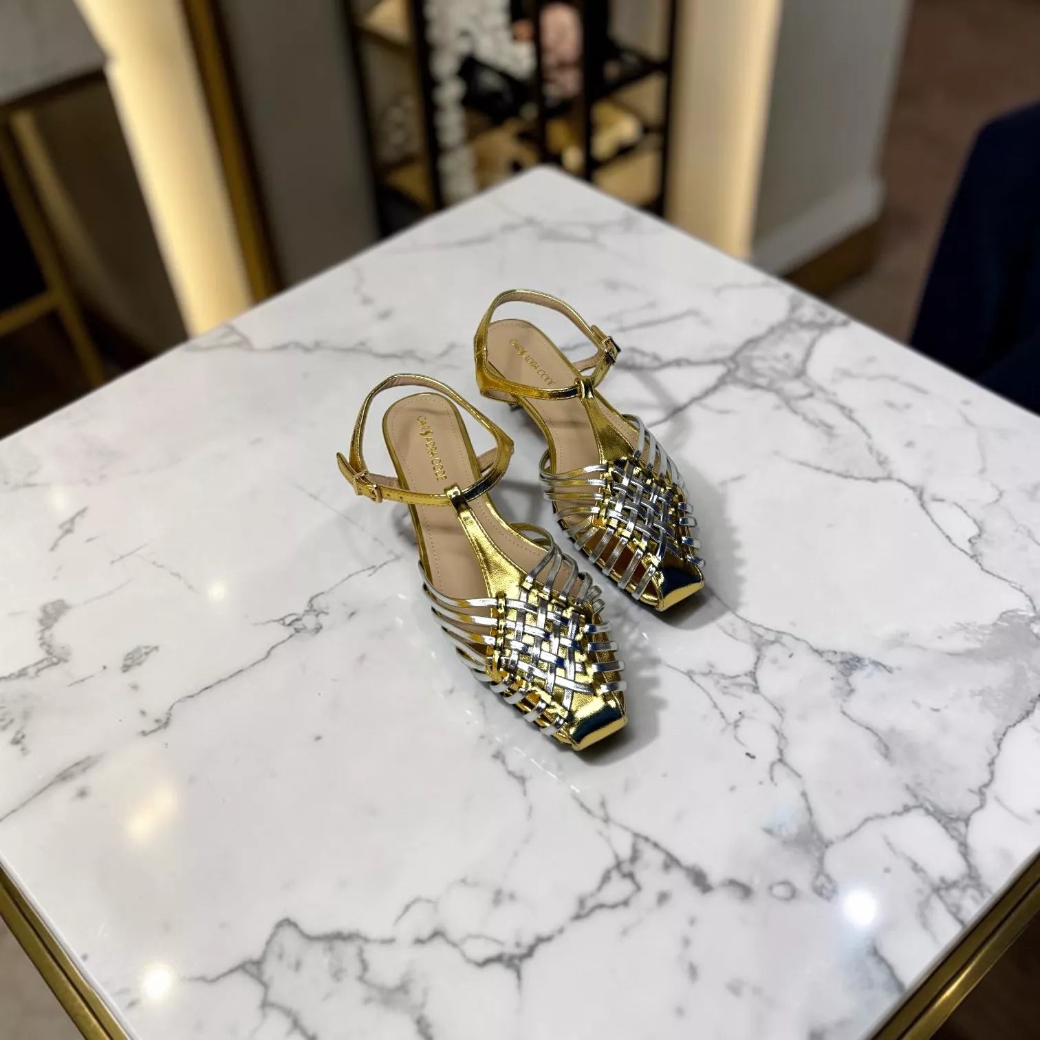 Zara Metallic Effect Cage Sandals-1077